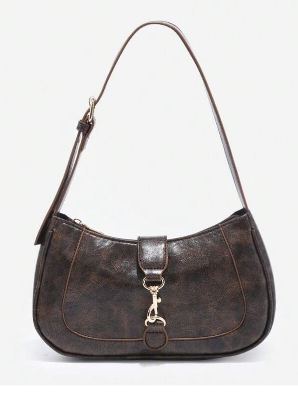 Vintage Crescent Shape Brown Shoulder Bag